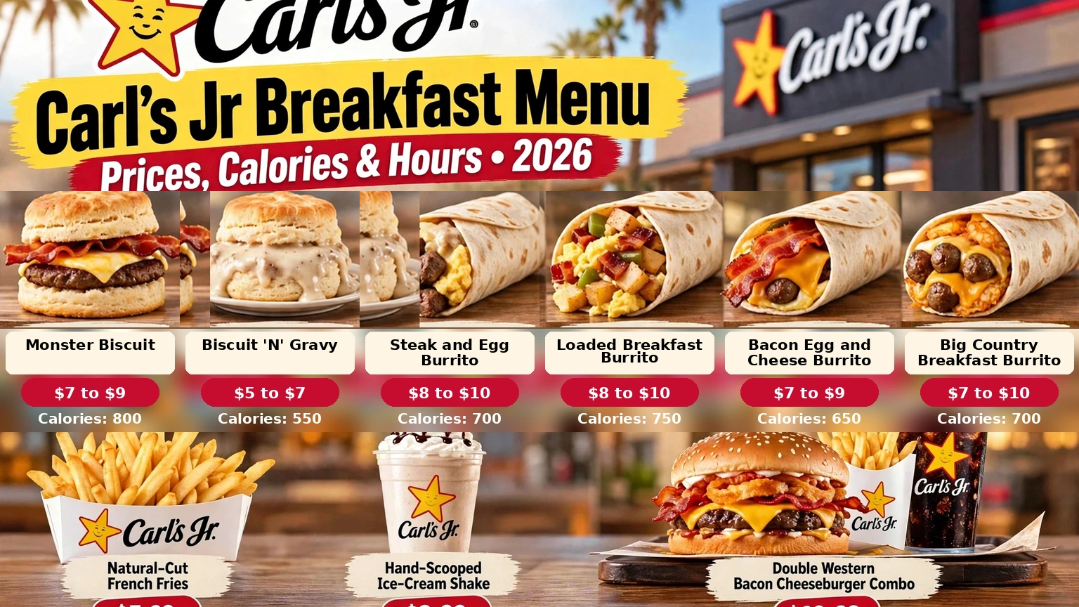 Carl’s Jr Breakfast Menu: Prices, Calories and Hours in 2026